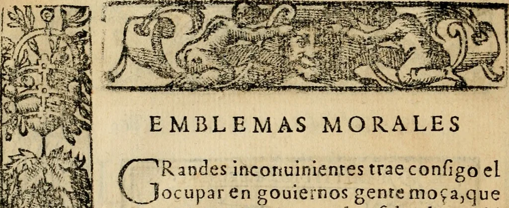 An illustration from Emblemas morales de Don Sebastian de Couarrubias Orozco, capellan del rey N.S. Maestrescuela, y canonigo de Cuenca, consultor del santo oficio, 1610, leaf 349