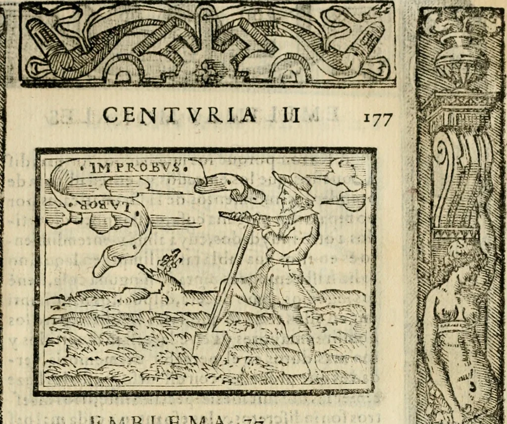 An illustration from Emblemas morales de Don Sebastian de Couarrubias Orozco, capellan del rey N.S. Maestrescuela, y canonigo de Cuenca, consultor del santo oficio, 1610, leaf 364