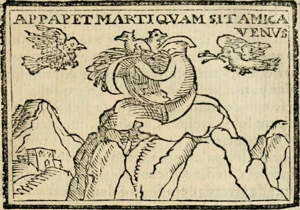 An illustration from Emblemas morales de Don Sebastian de Couarrubias Orozco, capellan del rey N.S. Maestrescuela, y canonigo de Cuenca, consultor del santo oficio, 1610, leaf 376