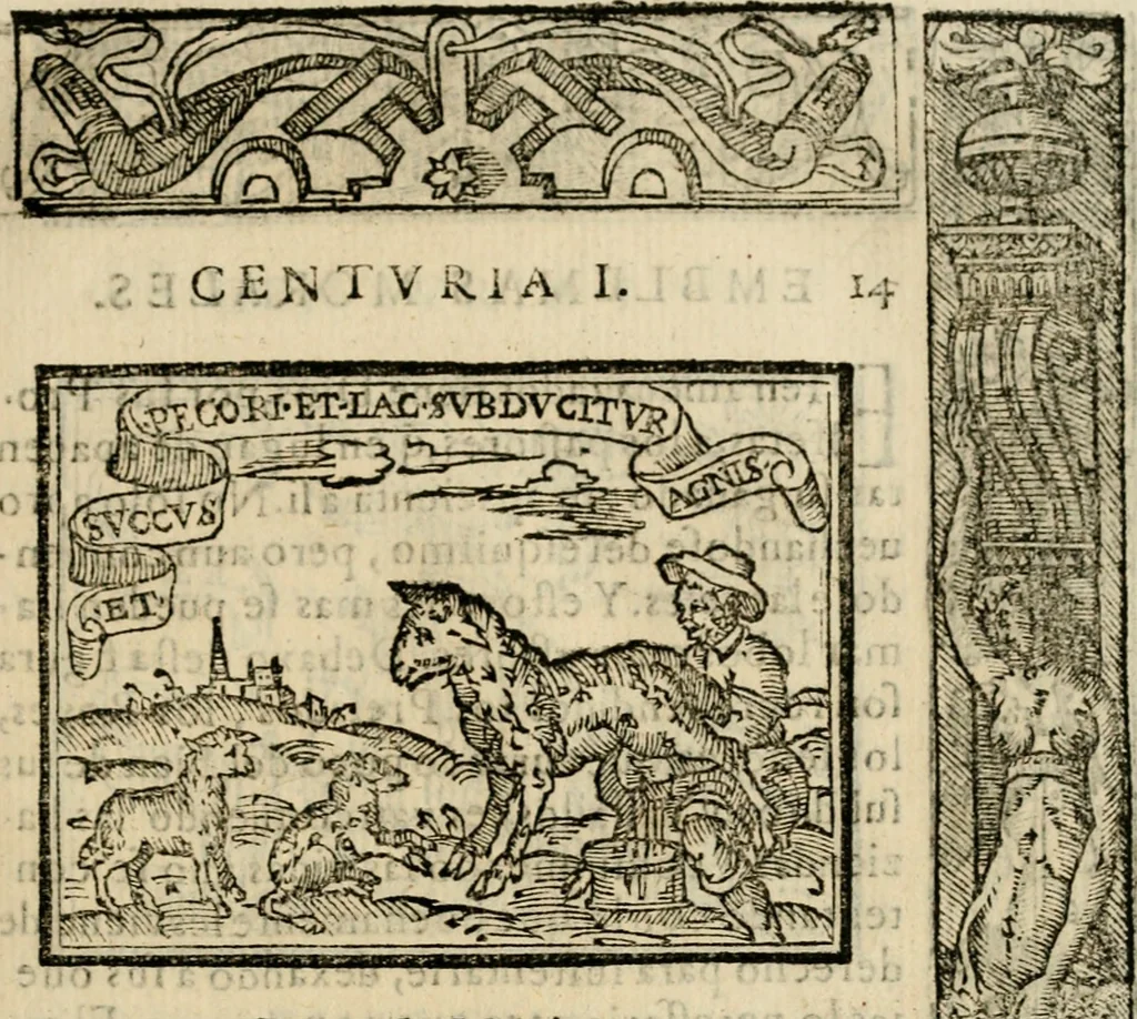 An illustration from Emblemas morales de Don Sebastian de Couarrubias Orozco, capellan del rey N.S. Maestrescuela, y canonigo de Cuenca, consultor del santo oficio, 1610, leaf 38