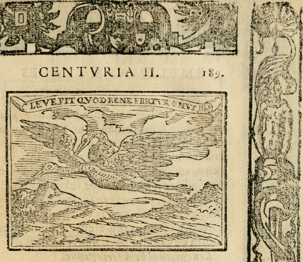 An illustration from Emblemas morales de Don Sebastian de Couarrubias Orozco, capellan del rey N.S. Maestrescuela, y canonigo de Cuenca, consultor del santo oficio, 1610, leaf 388