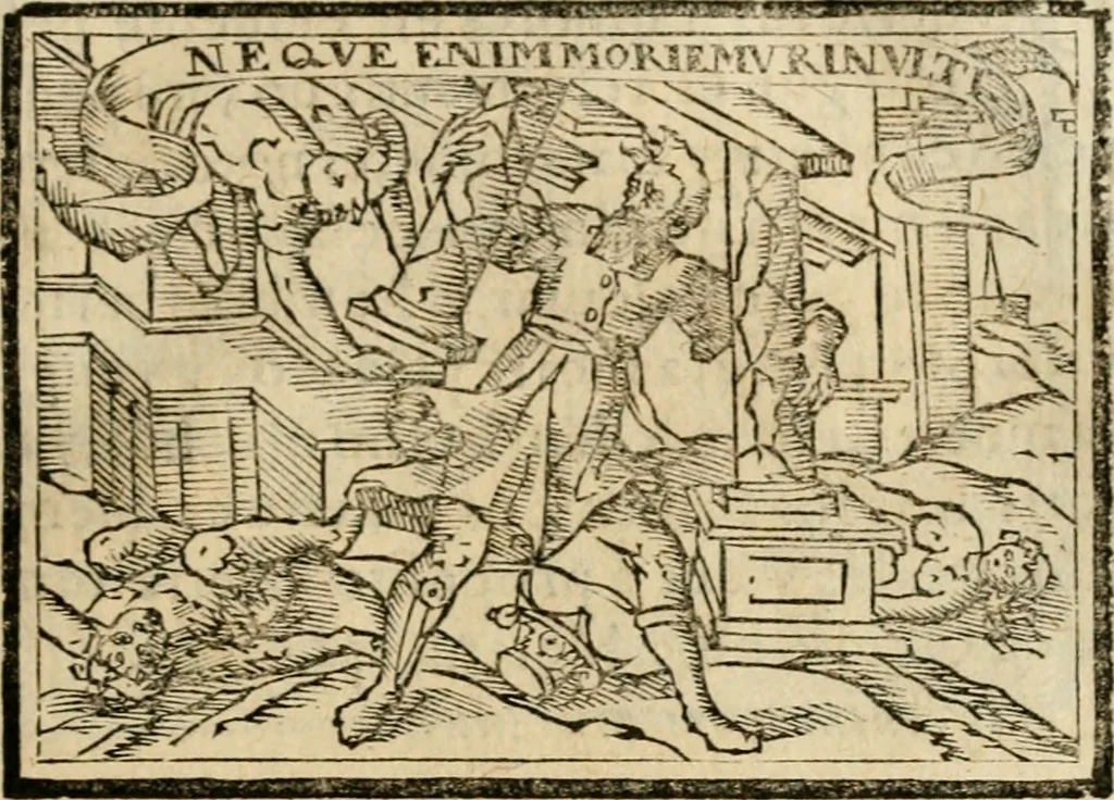 An illustration from Emblemas morales de Don Sebastian de Couarrubias Orozco, capellan del rey N.S. Maestrescuela, y canonigo de Cuenca, consultor del santo oficio, 1610, leaf 406