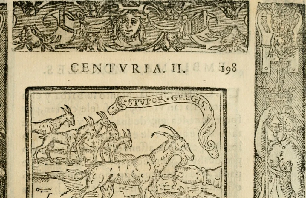 An illustration from Emblemas morales de Don Sebastian de Couarrubias Orozco, capellan del rey N.S. Maestrescuela, y canonigo de Cuenca, consultor del santo oficio, 1610, leaf 408