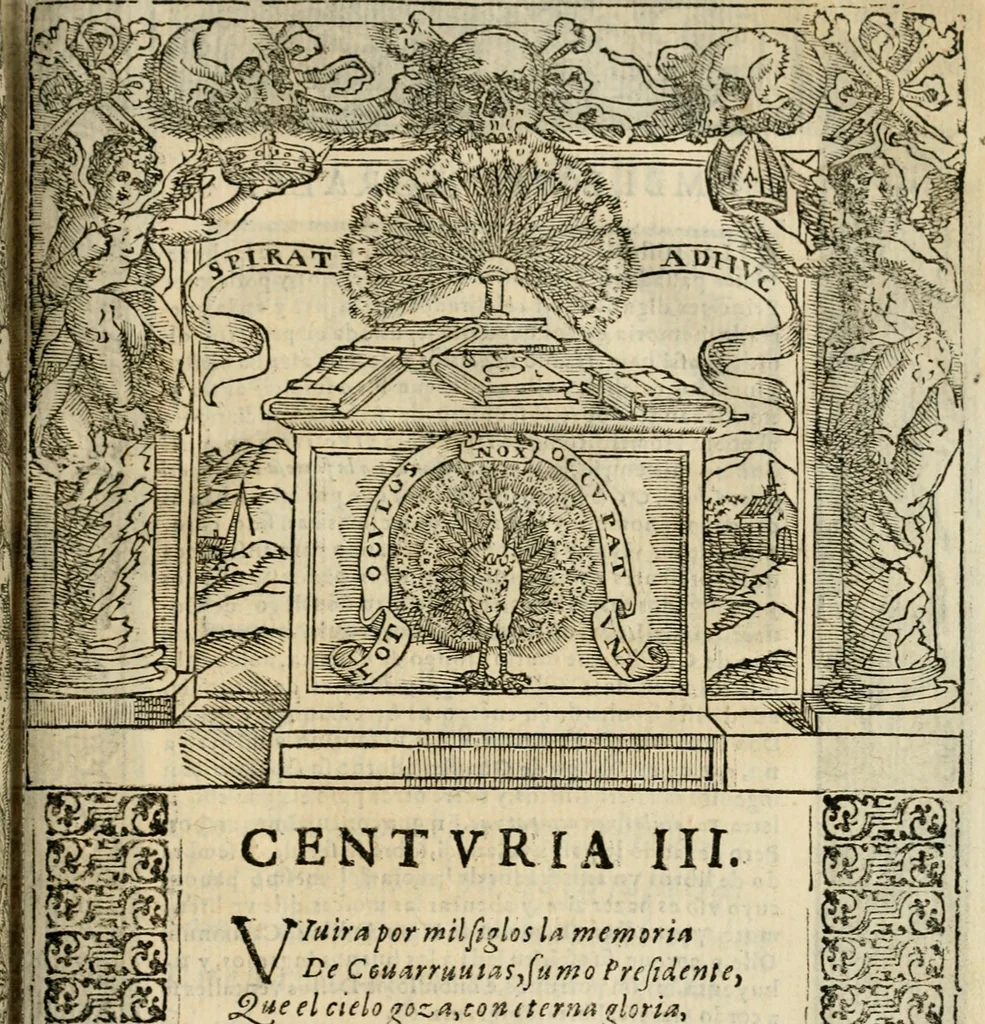 An illustration from Emblemas morales de Don Sebastian de Couarrubias Orozco, capellan del rey N.S. Maestrescuela, y canonigo de Cuenca, consultor del santo oficio, 1610, leaf 414