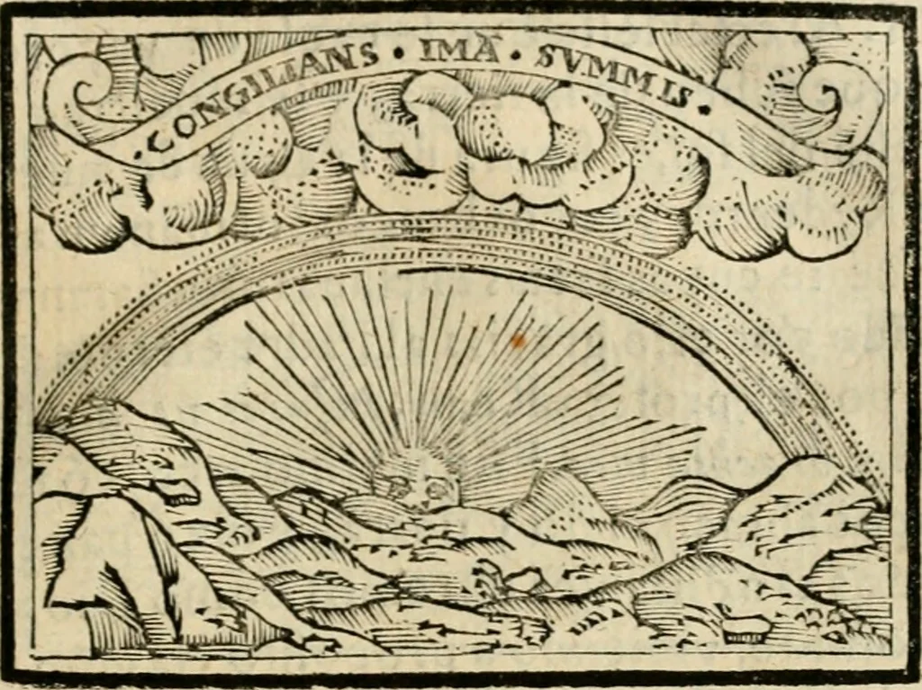 An illustration from Emblemas morales de Don Sebastian de Couarrubias Orozco, capellan del rey N.S. Maestrescuela, y canonigo de Cuenca, consultor del santo oficio, 1610, leaf 418