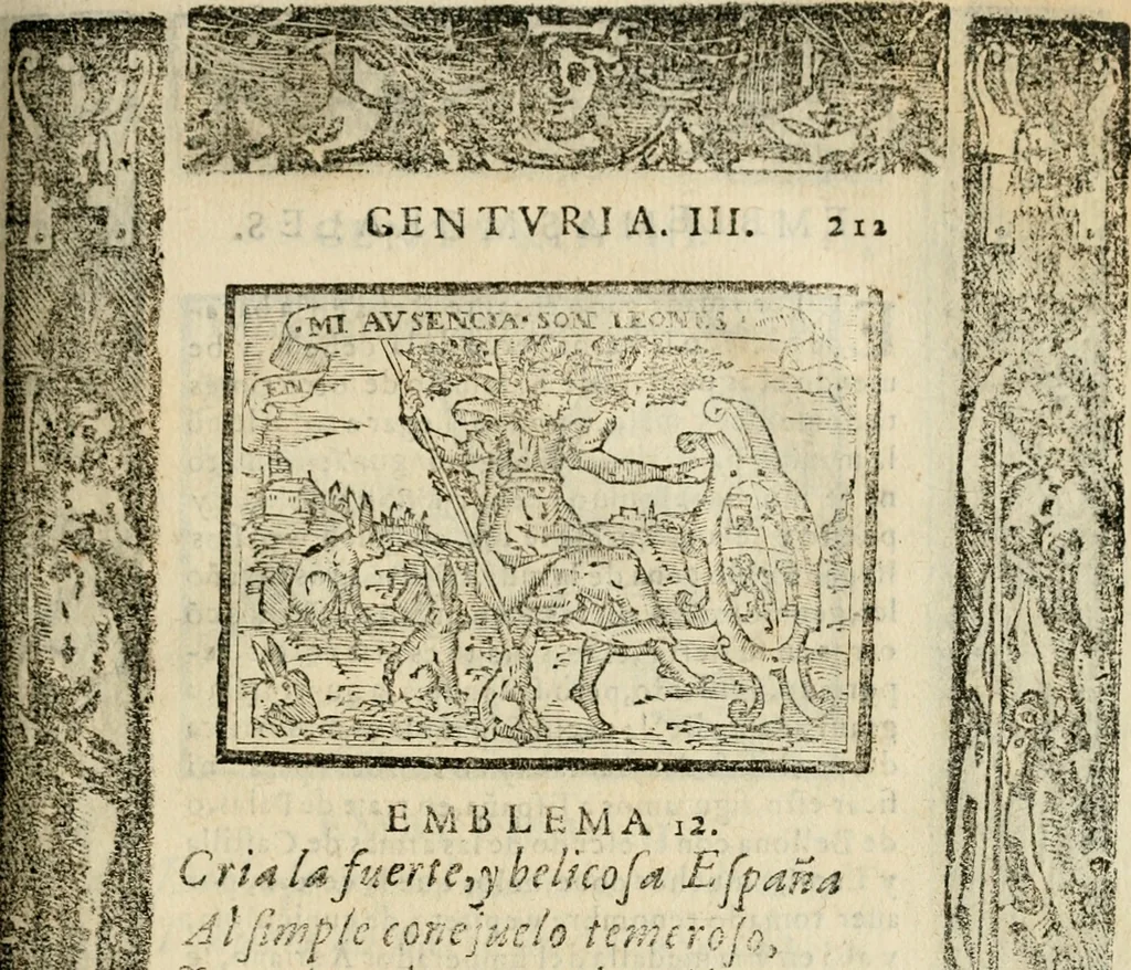 An illustration from Emblemas morales de Don Sebastian de Couarrubias Orozco, capellan del rey N.S. Maestrescuela, y canonigo de Cuenca, consultor del santo oficio, 1610, leaf 436