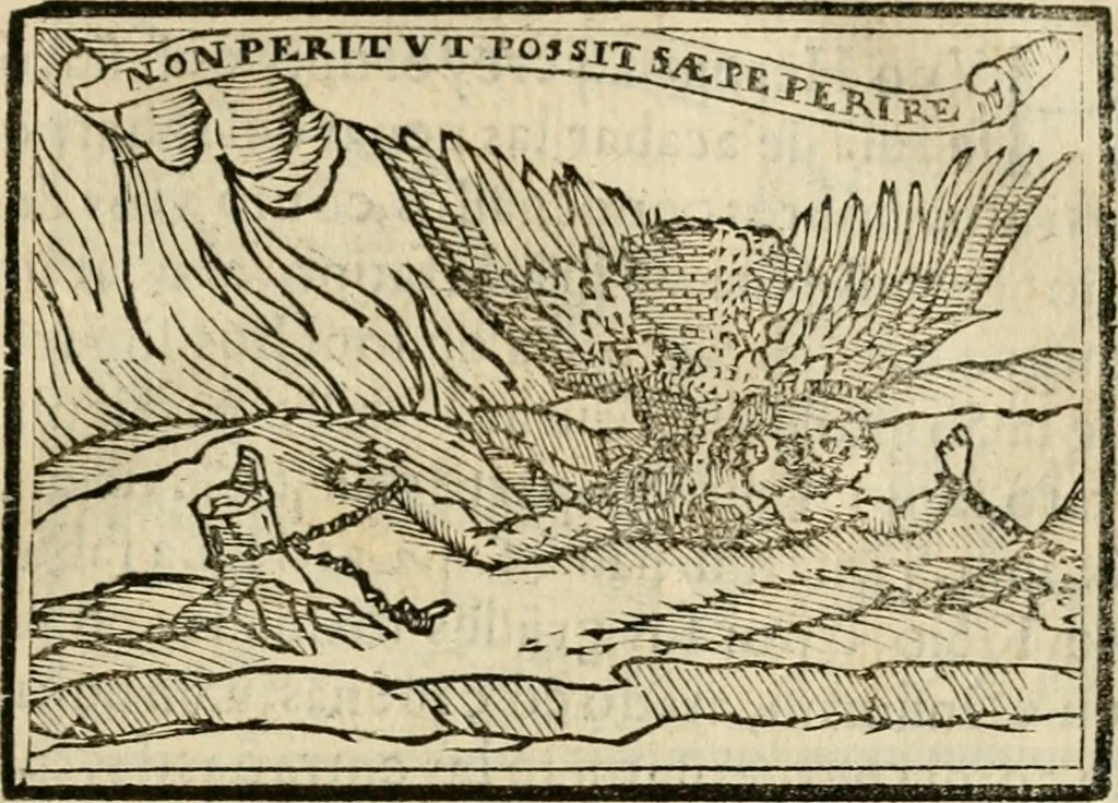 An illustration from Emblemas morales de Don Sebastian de Couarrubias Orozco, capellan del rey N.S. Maestrescuela, y canonigo de Cuenca, consultor del santo oficio, 1610, leaf 450