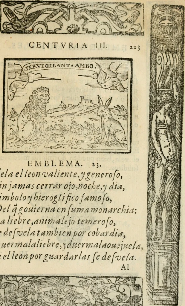 An illustration from Emblemas morales de Don Sebastian de Couarrubias Orozco, capellan del rey N.S. Maestrescuela, y canonigo de Cuenca, consultor del santo oficio, 1610, leaf 458