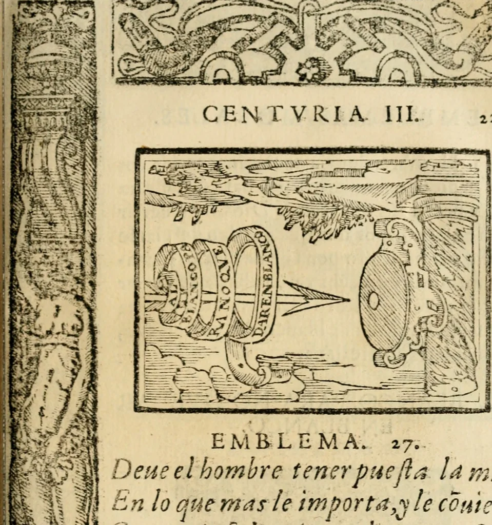 An illustration from Emblemas morales de Don Sebastian de Couarrubias Orozco, capellan del rey N.S. Maestrescuela, y canonigo de Cuenca, consultor del santo oficio, 1610, leaf 466