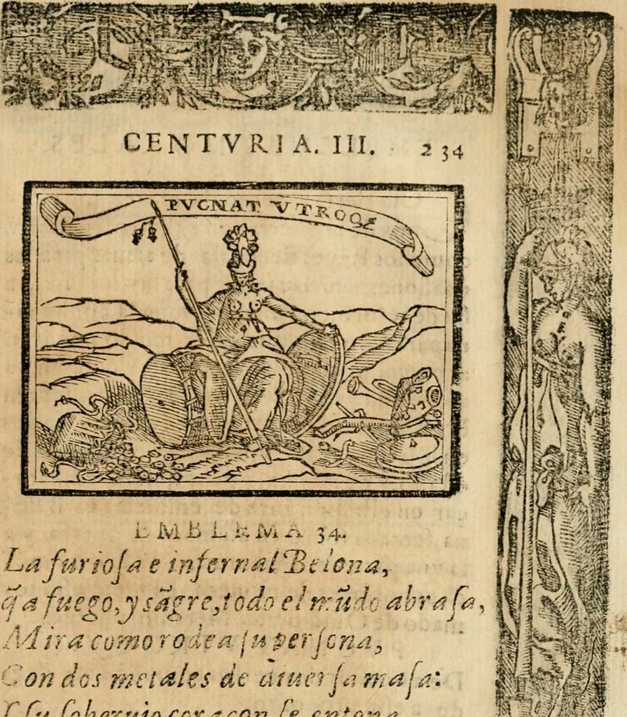 An illustration from Emblemas morales de Don Sebastian de Couarrubias Orozco, capellan del rey N.S. Maestrescuela, y canonigo de Cuenca, consultor del santo oficio, 1610, leaf 480
