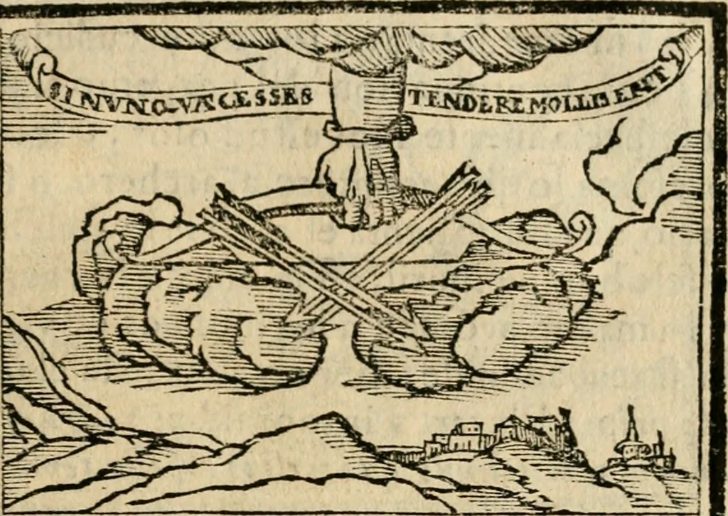An illustration from Emblemas morales de Don Sebastian de Couarrubias Orozco, capellan del rey N.S. Maestrescuela, y canonigo de Cuenca, consultor del santo oficio, 1610, leaf 488