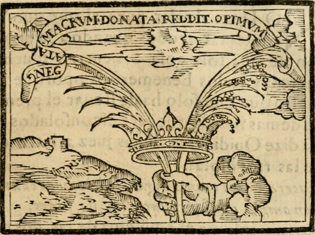 An illustration from Emblemas morales de Don Sebastian de Couarrubias Orozco, capellan del rey N.S. Maestrescuela, y canonigo de Cuenca, consultor del santo oficio, 1610, leaf 494