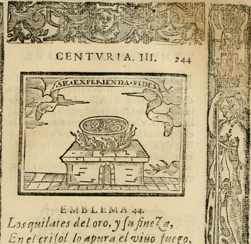 An illustration from Emblemas morales de Don Sebastian de Couarrubias Orozco, capellan del rey N.S. Maestrescuela, y canonigo de Cuenca, consultor del santo oficio, 1610, leaf 500