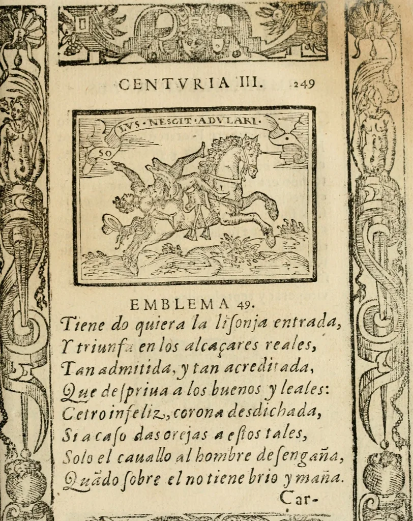 An illustration from Emblemas morales de Don Sebastian de Couarrubias Orozco, capellan del rey N.S. Maestrescuela, y canonigo de Cuenca, consultor del santo oficio, 1610, leaf 502