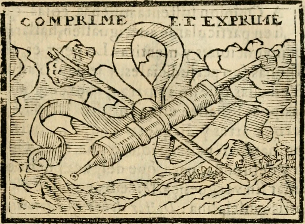 An illustration from Emblemas morales de Don Sebastian de Couarrubias Orozco, capellan del rey N.S. Maestrescuela, y canonigo de Cuenca, consultor del santo oficio, 1610, leaf 508