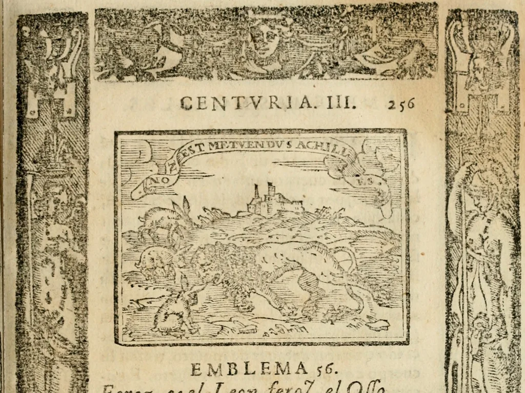 An illustration from Emblemas morales de Don Sebastian de Couarrubias Orozco, capellan del rey N.S. Maestrescuela, y canonigo de Cuenca, consultor del santo oficio, 1610, leaf 524