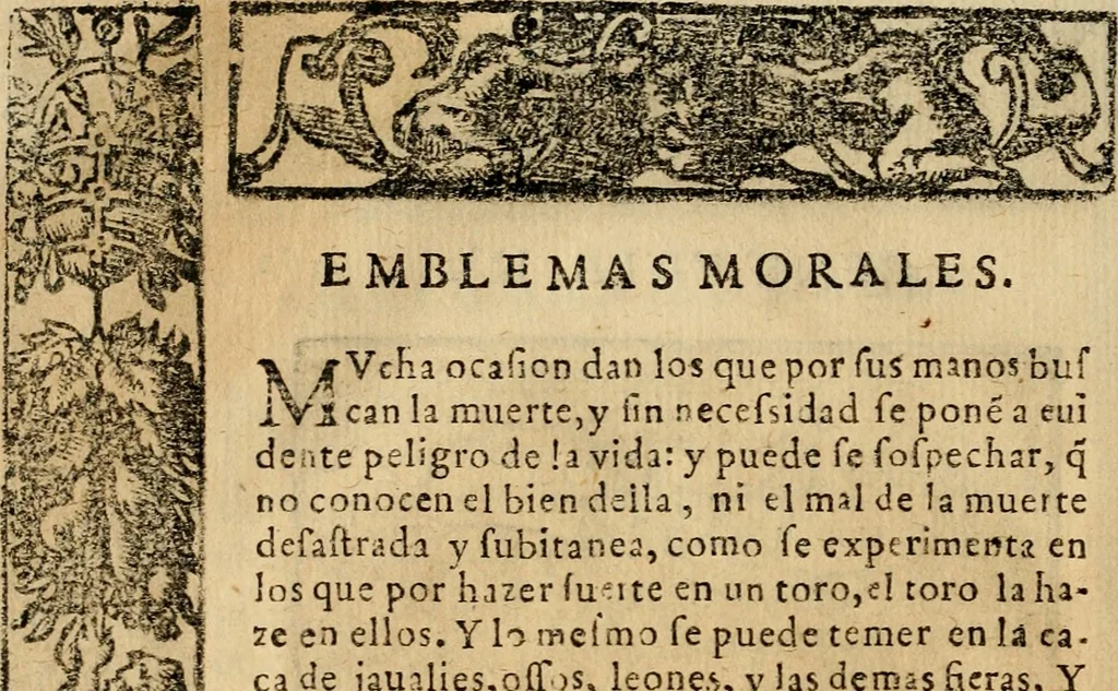 An illustration from Emblemas morales de Don Sebastian de Couarrubias Orozco, capellan del rey N.S. Maestrescuela, y canonigo de Cuenca, consultor del santo oficio, 1610, leaf 535