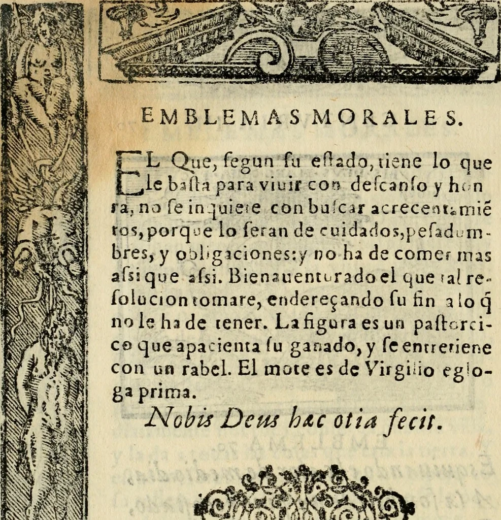 An illustration from Emblemas morales de Don Sebastian de Couarrubias Orozco, capellan del rey N.S. Maestrescuela, y canonigo de Cuenca, consultor del santo oficio, 1610, leaf 553