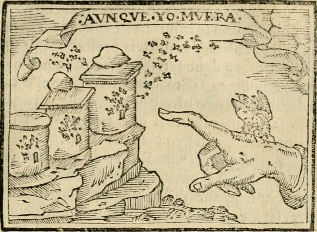 An illustration from Emblemas morales de Don Sebastian de Couarrubias Orozco, capellan del rey N.S. Maestrescuela, y canonigo de Cuenca, consultor del santo oficio, 1610, leaf 554