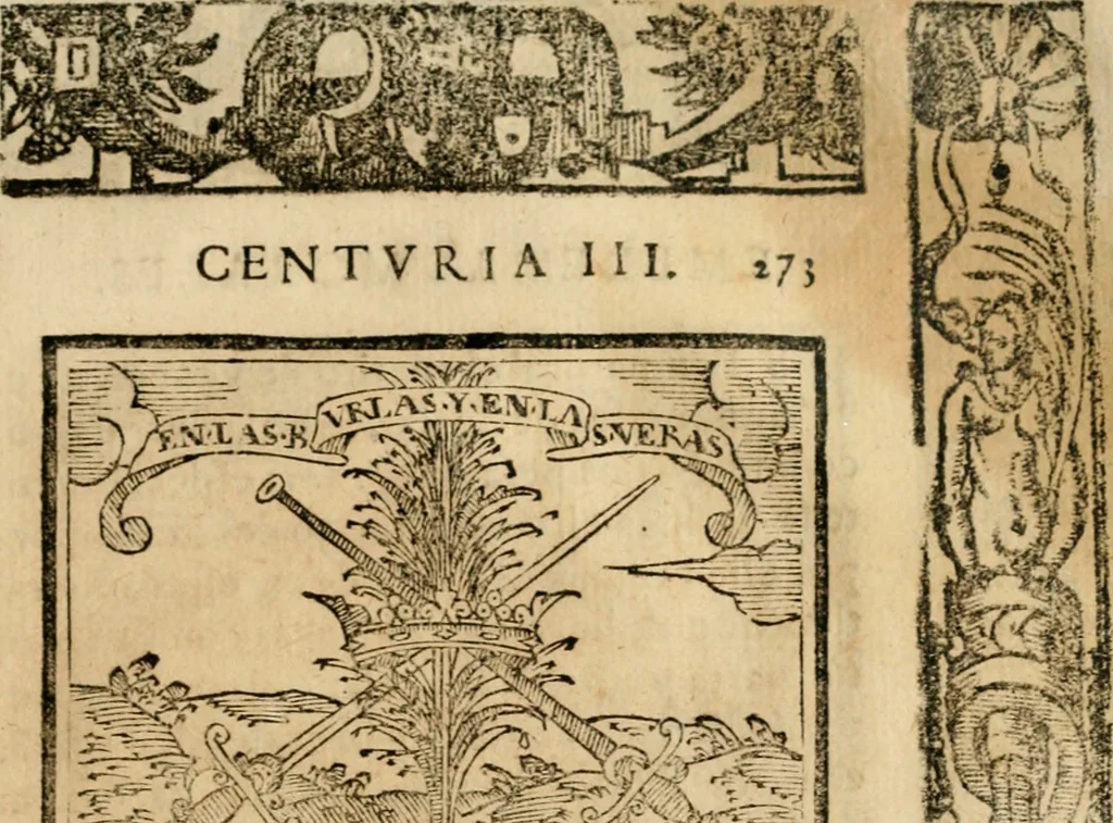 An illustration from Emblemas morales de Don Sebastian de Couarrubias Orozco, capellan del rey N.S. Maestrescuela, y canonigo de Cuenca, consultor del santo oficio, 1610, leaf 558