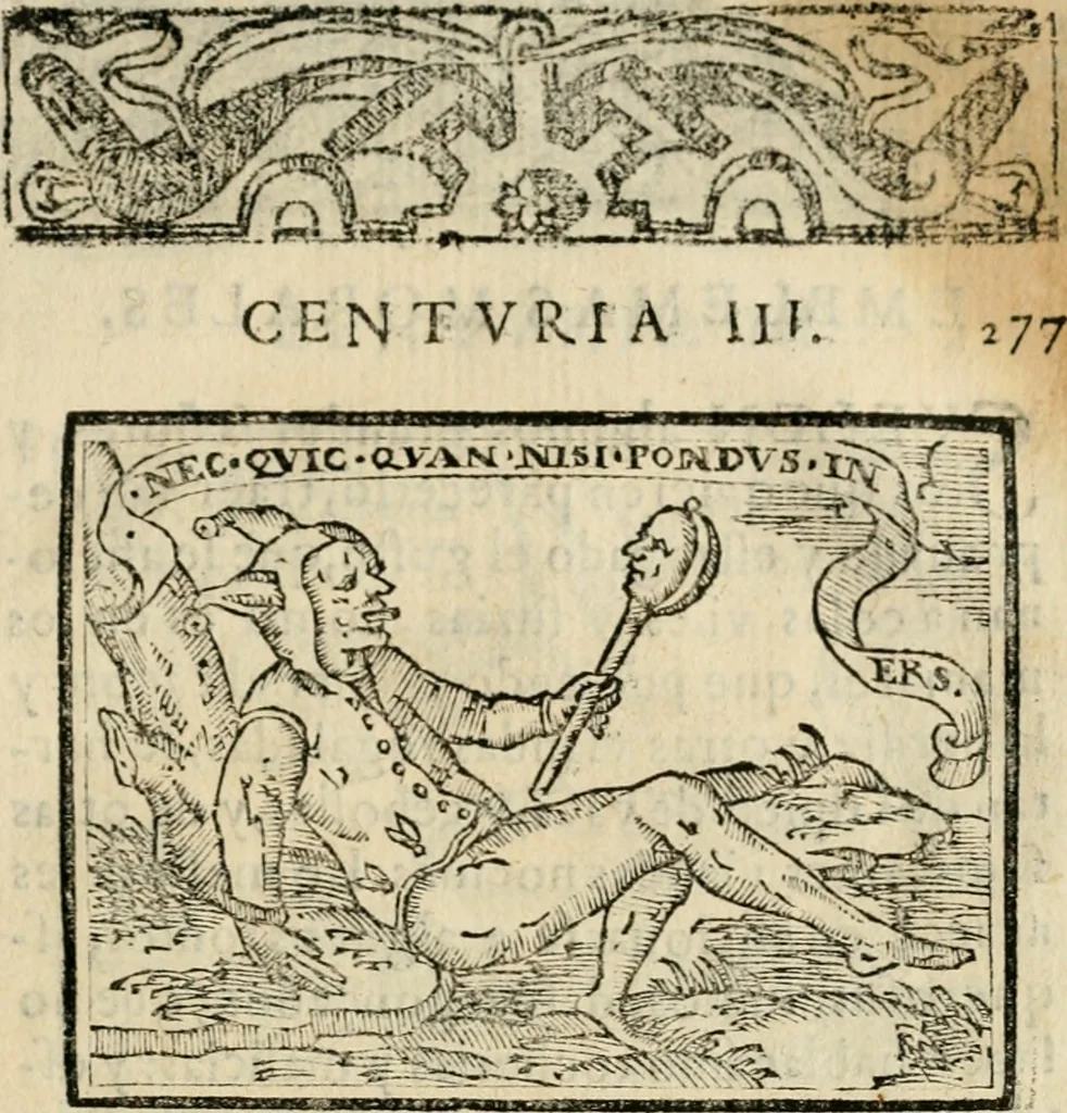 An illustration from Emblemas morales de Don Sebastian de Couarrubias Orozco, capellan del rey N.S. Maestrescuela, y canonigo de Cuenca, consultor del santo oficio, 1610, leaf 566