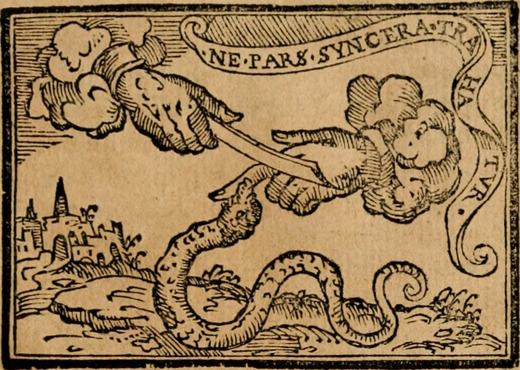 An illustration from Emblemas morales de Don Sebastian de Couarrubias Orozco, capellan del rey N.S. Maestrescuela, y canonigo de Cuenca, consultor del santo oficio, 1610, leaf 58