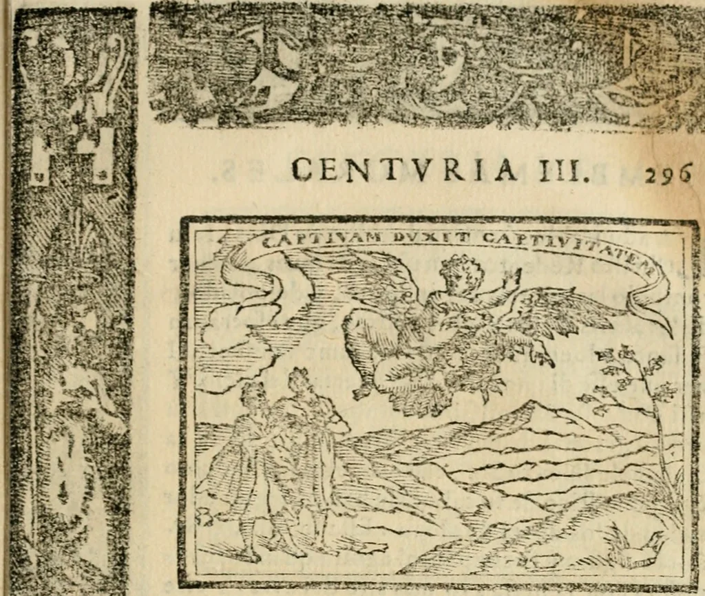 An illustration from Emblemas morales de Don Sebastian de Couarrubias Orozco, capellan del rey N.S. Maestrescuela, y canonigo de Cuenca, consultor del santo oficio, 1610, leaf 604