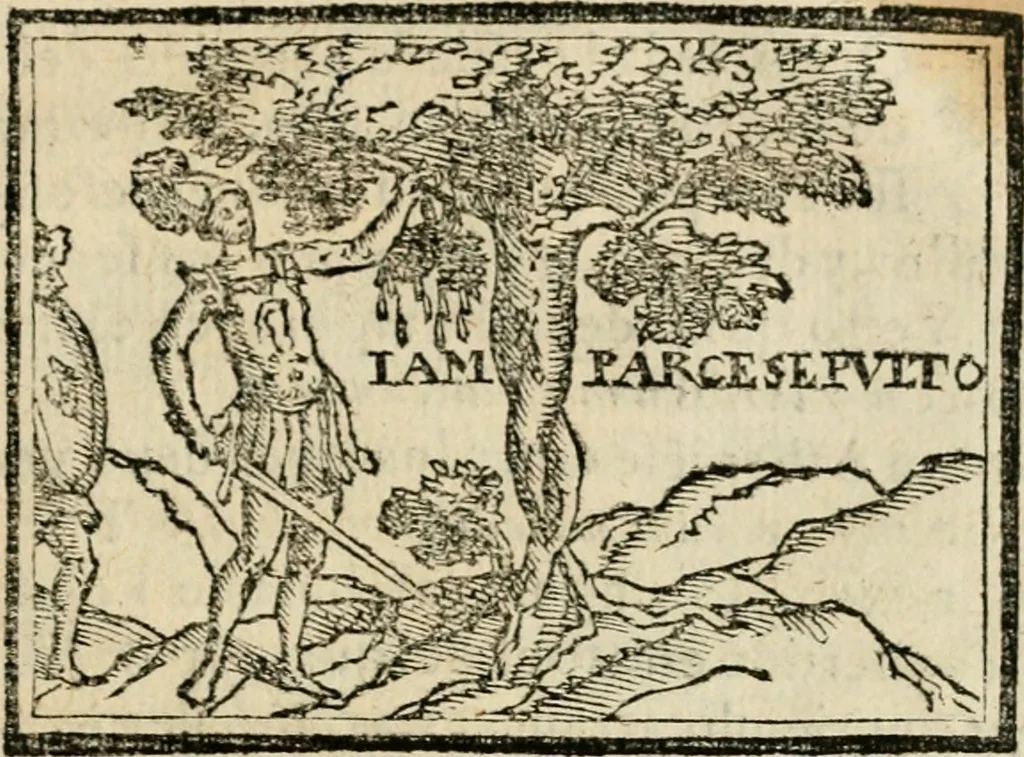 An illustration from Emblemas morales de Don Sebastian de Couarrubias Orozco, capellan del rey N.S. Maestrescuela, y canonigo de Cuenca, consultor del santo oficio, 1610, leaf 608