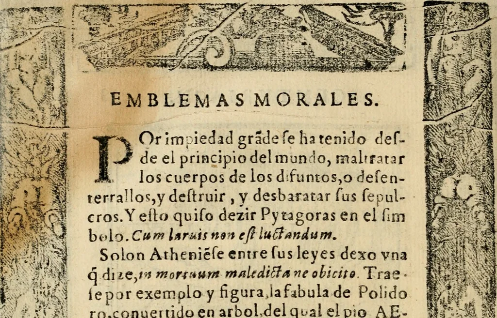 An illustration from Emblemas morales de Don Sebastian de Couarrubias Orozco, capellan del rey N.S. Maestrescuela, y canonigo de Cuenca, consultor del santo oficio, 1610, leaf 609