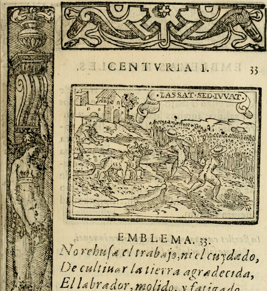 An illustration from Emblemas morales de Don Sebastian de Couarrubias Orozco, capellan del rey N.S. Maestrescuela, y canonigo de Cuenca, consultor del santo oficio, 1610, leaf 76