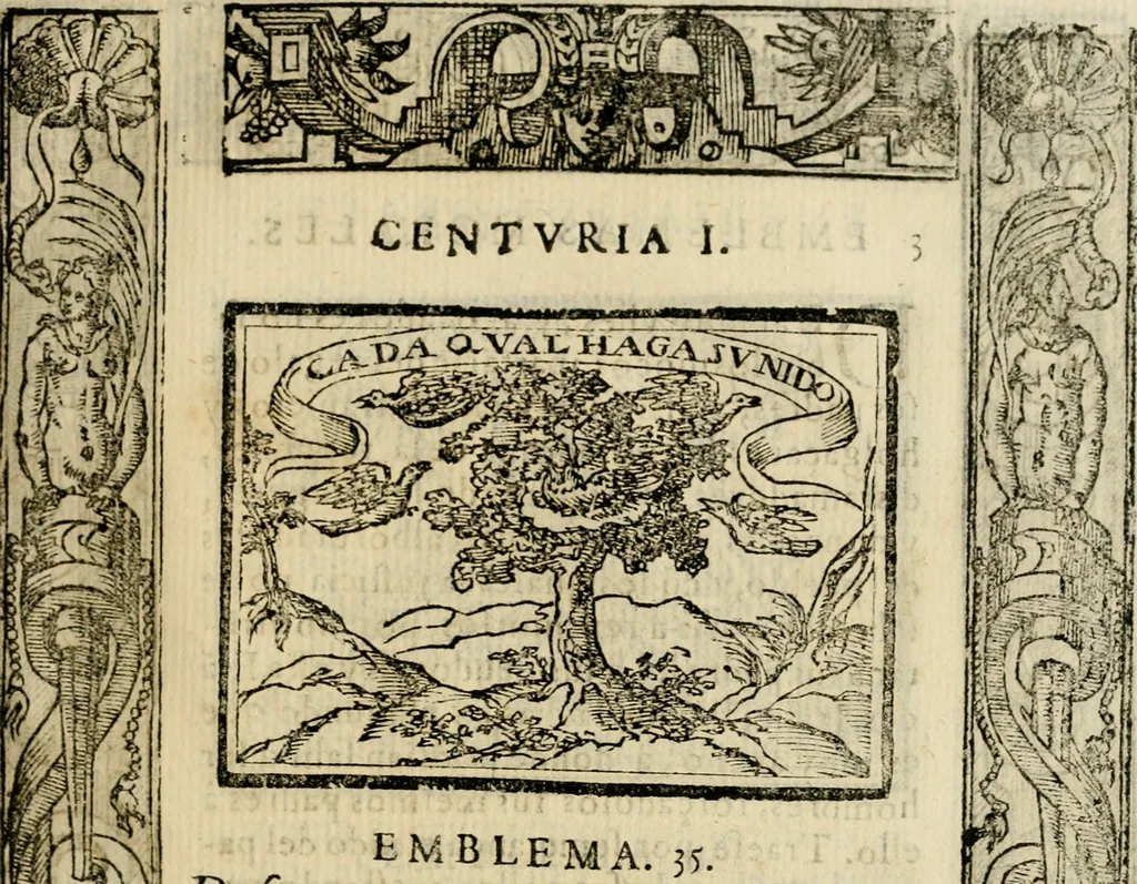 An illustration from Emblemas morales de Don Sebastian de Couarrubias Orozco, capellan del rey N.S. Maestrescuela, y canonigo de Cuenca, consultor del santo oficio, 1610, leaf 80