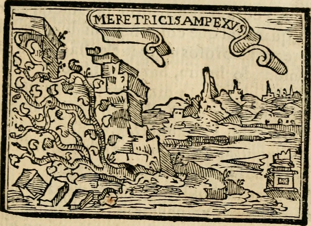 An illustration from Emblemas morales de Don Sebastian de Couarrubias Orozco, capellan del rey N.S. Maestrescuela, y canonigo de Cuenca, consultor del santo oficio, 1610, leaf 84