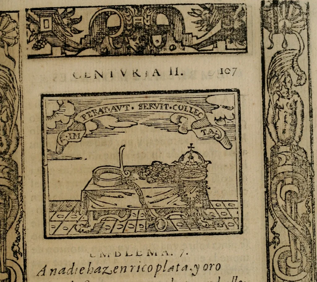 An illustration from Emblemas morales de Don Sebastian de Couarrubias Orozco ..., 1610, leaf 216