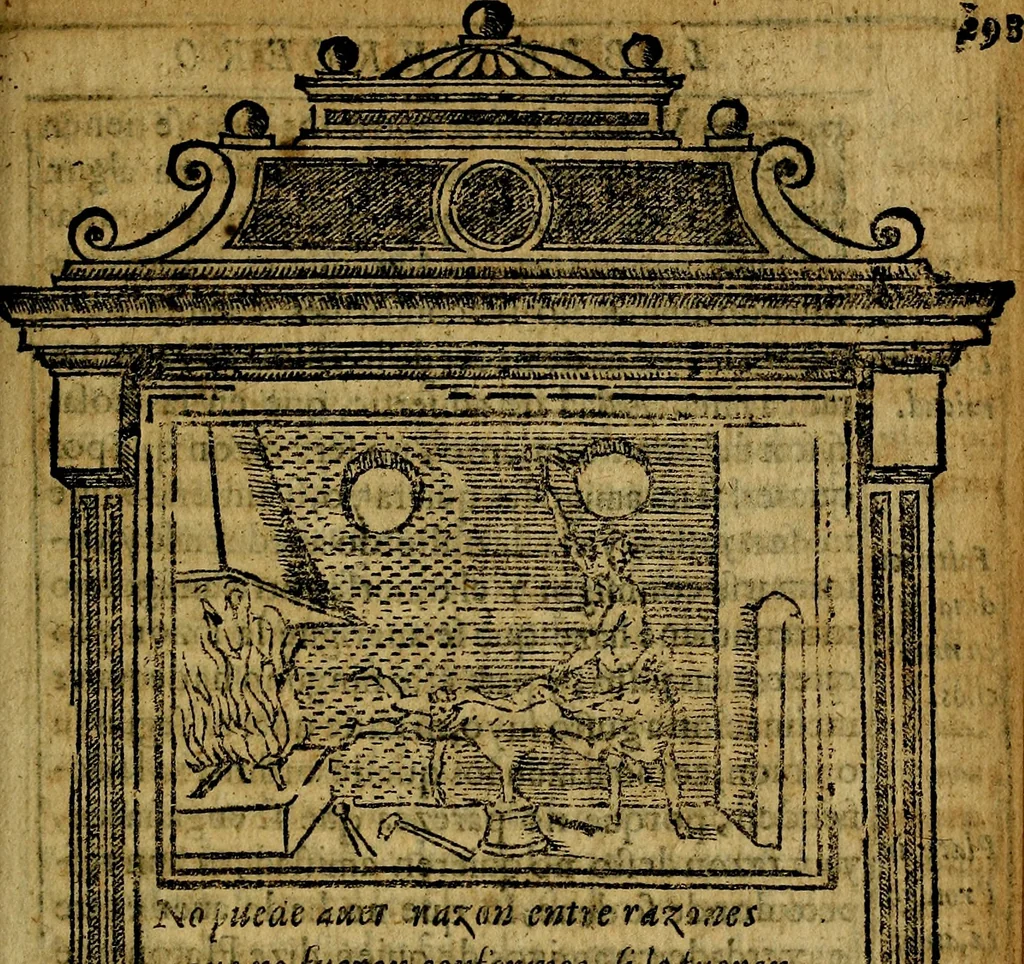 An illustration from Emblemas morales de Don Iuan de Horozco y Couarruuias Arcediano de Cuellar en la Santa Yglesia de Segouia., 1591, leaf 596