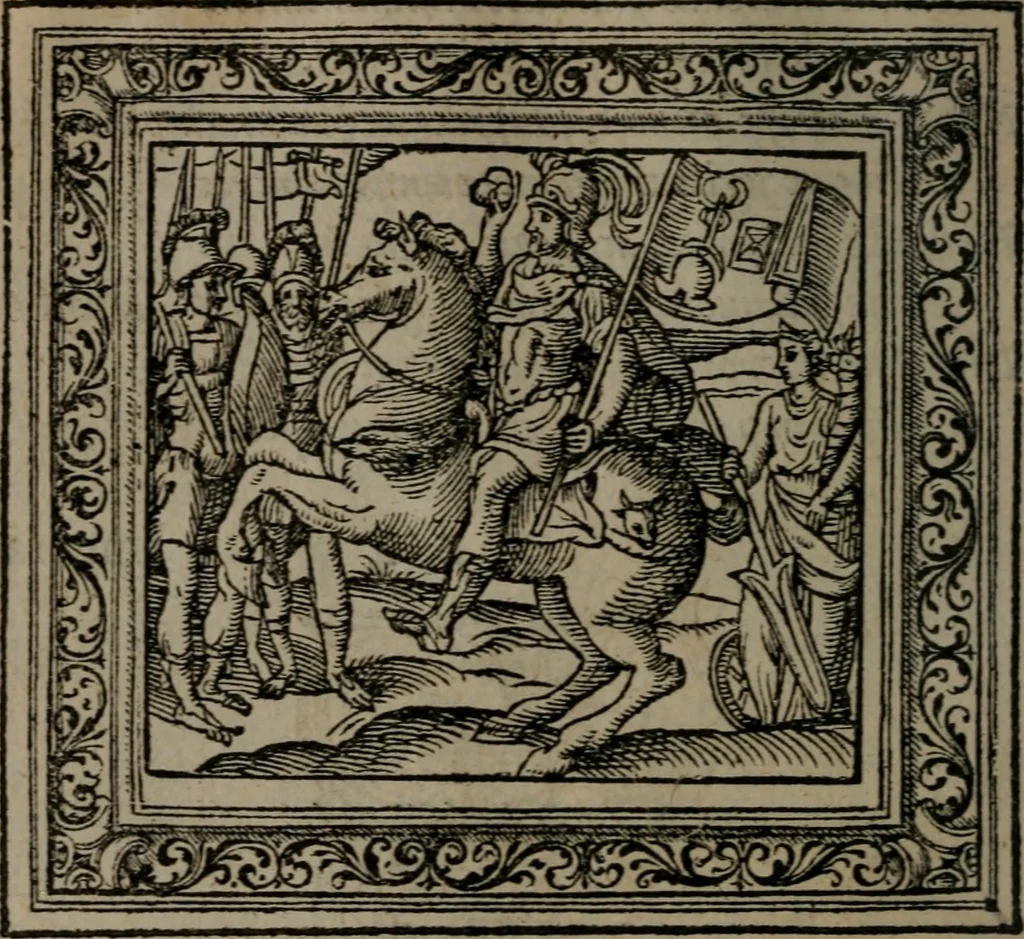 An illustration from Emblemata, 1564, leaf 77