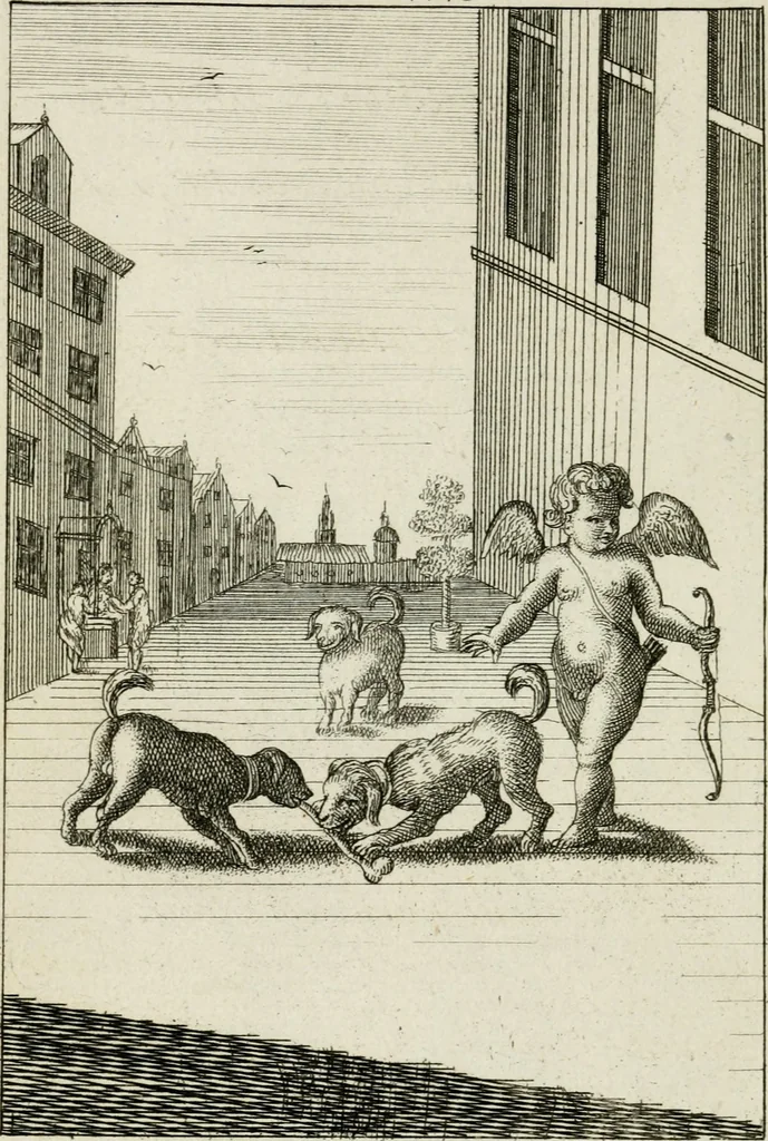 An illustration from Emblemata amatoria = Emblems of love = Embleme d'amore = Emblemes d'amour : in four languages, dedicated to the ladys, 1683, leaf 105