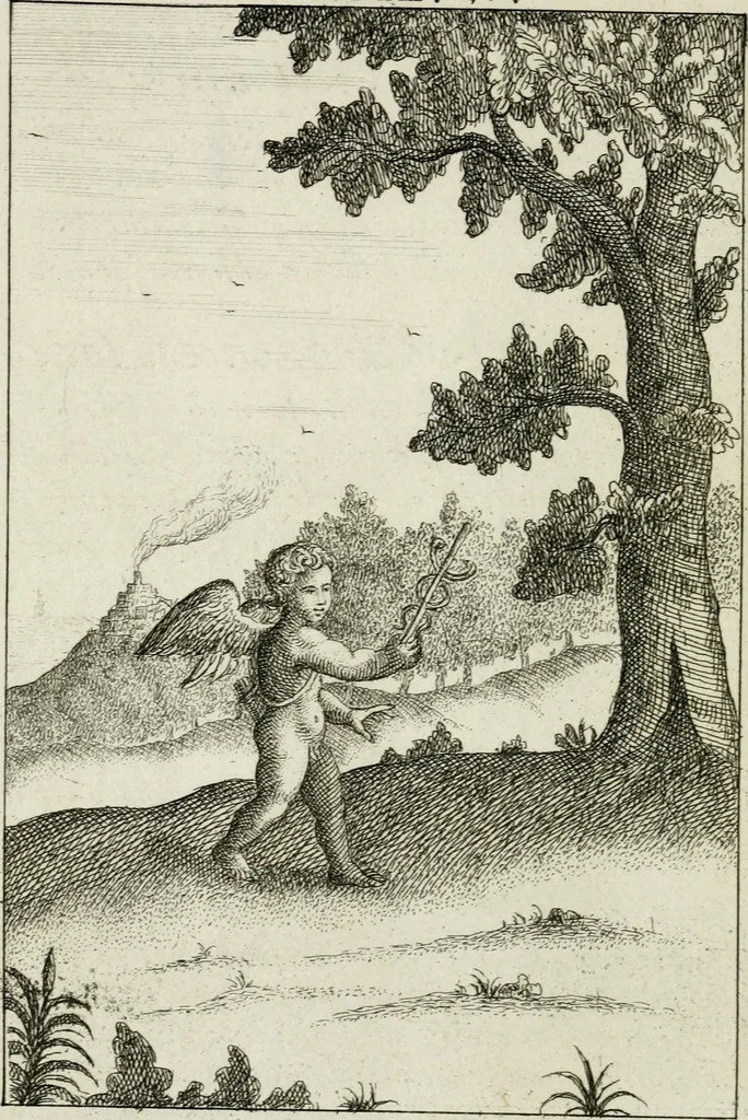 An illustration from Emblemata amatoria = Emblems of love = Embleme d'amore = Emblemes d'amour : in four languages, dedicated to the ladys, 1683, leaf 113