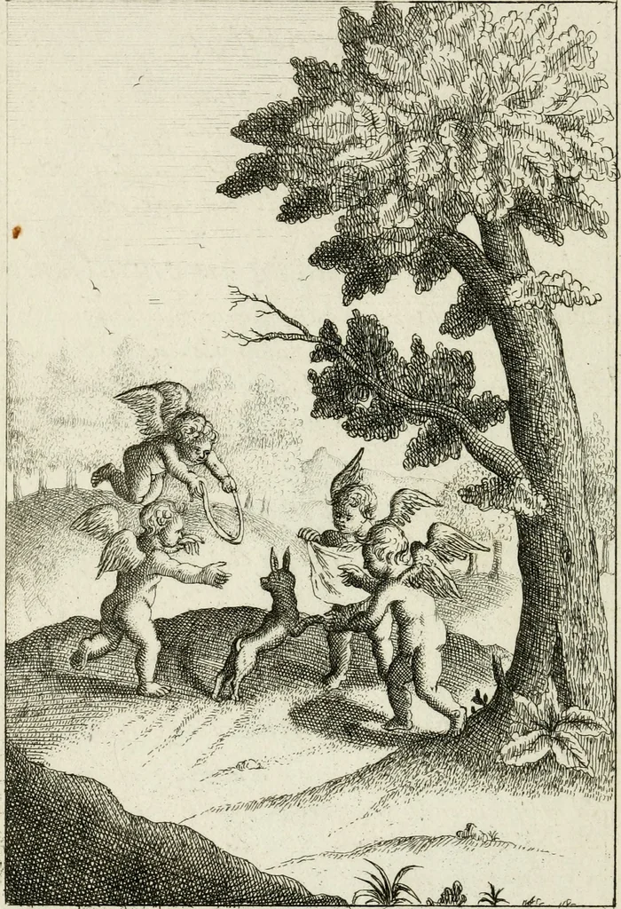 An illustration from Emblemata amatoria = Emblems of love = Embleme d'amore = Emblemes d'amour : in four languages, dedicated to the ladys, 1683, leaf 125