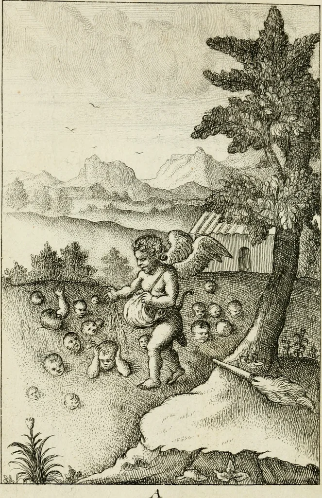 An illustration from Emblemata amatoria = Emblems of love = Embleme d'amore = Emblemes d'amour : in four languages, dedicated to the ladys, 1683, leaf 13