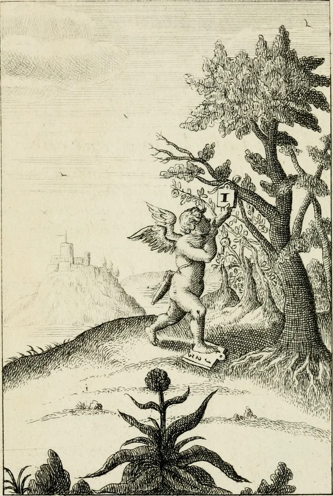 An illustration from Emblemata amatoria = Emblems of love = Embleme d'amore = Emblemes d'amour : in four languages, dedicated to the ladys, 1683, leaf 141