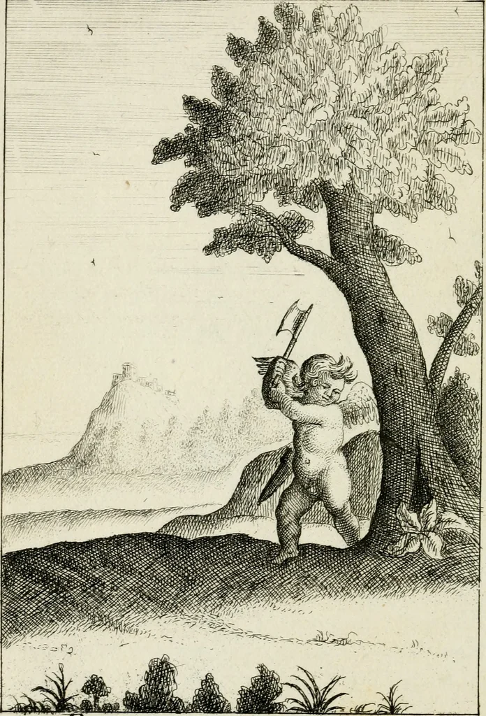 An illustration from Emblemata amatoria = Emblems of love = Embleme d'amore = Emblemes d'amour : in four languages, dedicated to the ladys, 1683, leaf 145