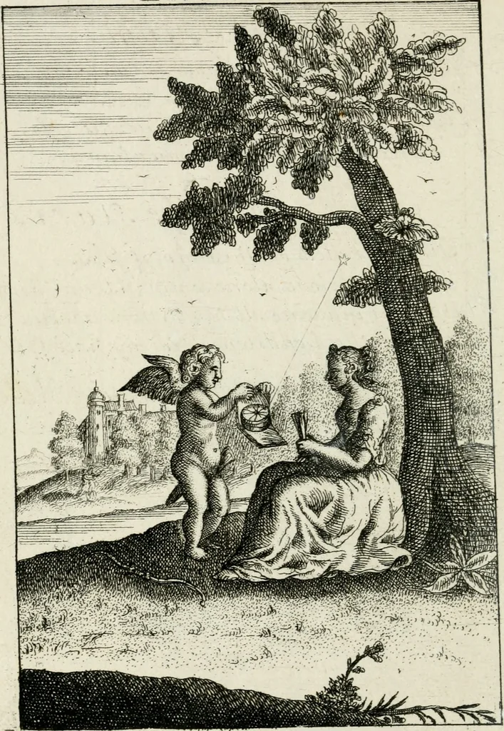 An illustration from Emblemata amatoria = Emblems of love = Embleme d'amore = Emblemes d'amour : in four languages, dedicated to the ladys, 1683, leaf 153