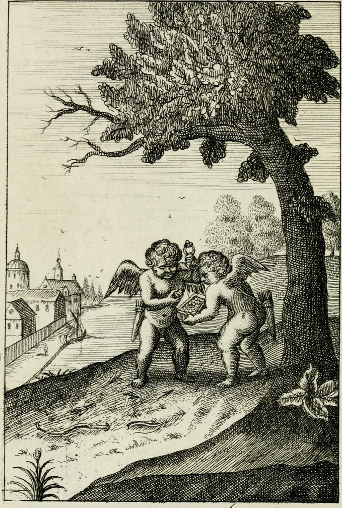 An illustration from Emblemata amatoria = Emblems of love = Embleme d'amore = Emblemes d'amour : in four languages, dedicated to the ladys, 1683, leaf 165