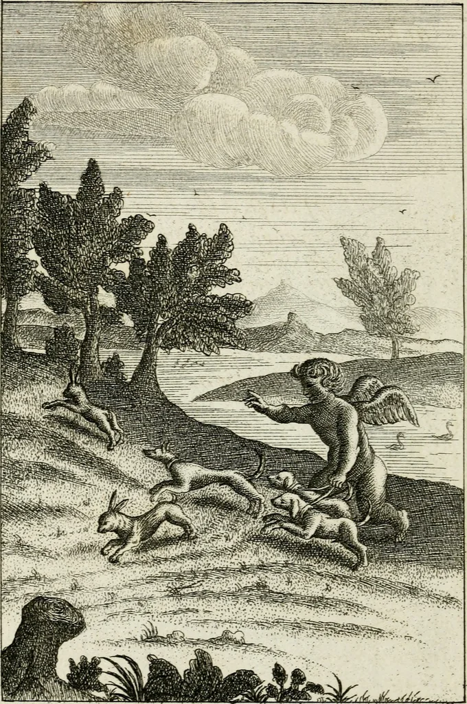 An illustration from Emblemata amatoria = Emblems of love = Embleme d'amore = Emblemes d'amour : in four languages, dedicated to the ladys, 1683, leaf 177