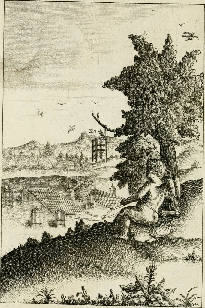 An illustration from Emblemata amatoria = Emblems of love = Embleme d'amore = Emblemes d'amour : in four languages, dedicated to the ladys, 1683, leaf 21
