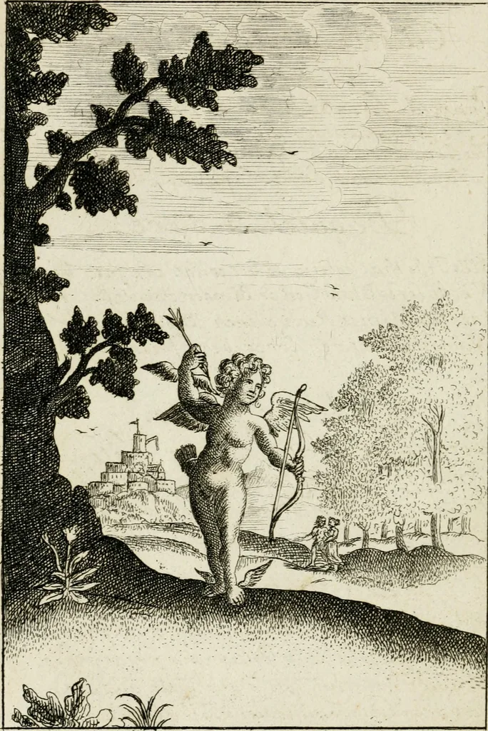 An illustration from Emblemata amatoria = Emblems of love = Embleme d'amore = Emblemes d'amour : in four languages, dedicated to the ladys, 1683, leaf 37