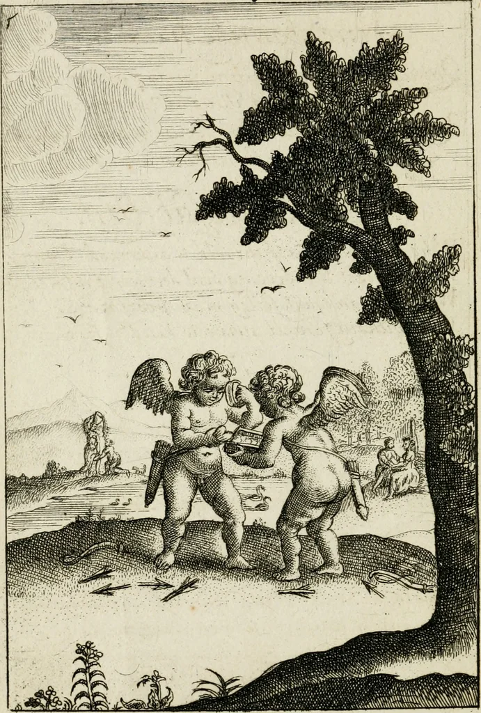 An illustration from Emblemata amatoria = Emblems of love = Embleme d'amore = Emblemes d'amour : in four languages, dedicated to the ladys, 1683, leaf 41