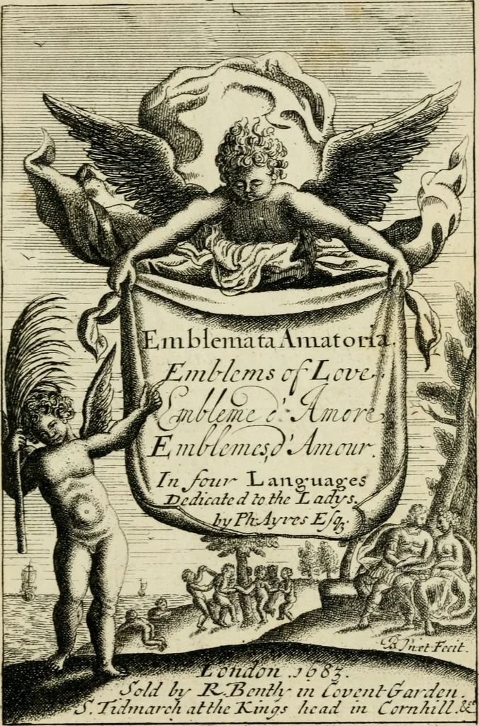 An illustration from Emblemata amatoria = Emblems of love = Embleme d'amore = Emblemes d'amour : in four languages, dedicated to the ladys, 1683, leaf 6