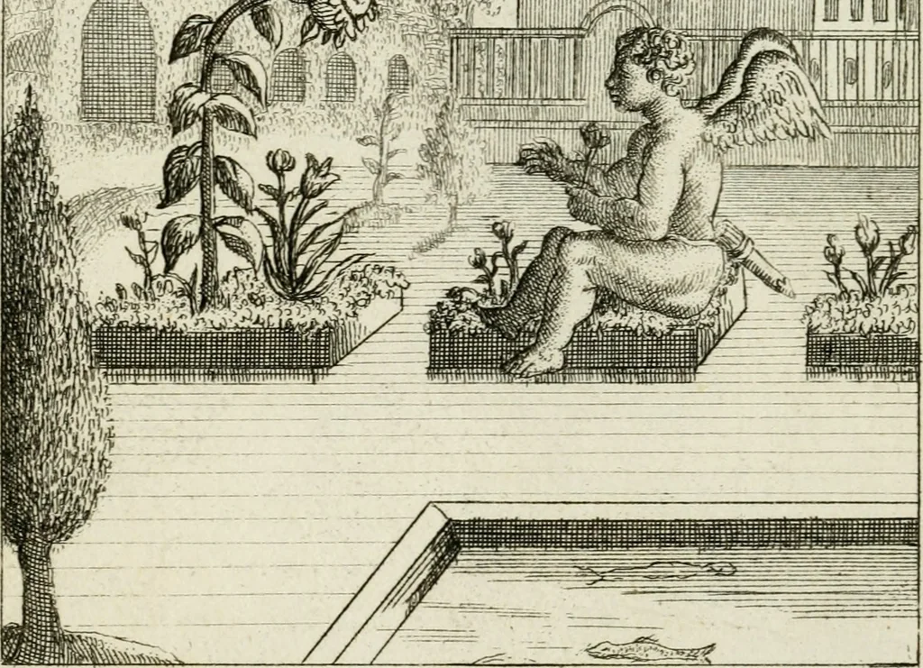 An illustration from Emblemata amatoria = Emblems of love = Embleme d'amore = Emblemes d'amour : in four languages, dedicated to the ladys, 1683, leaf 63
