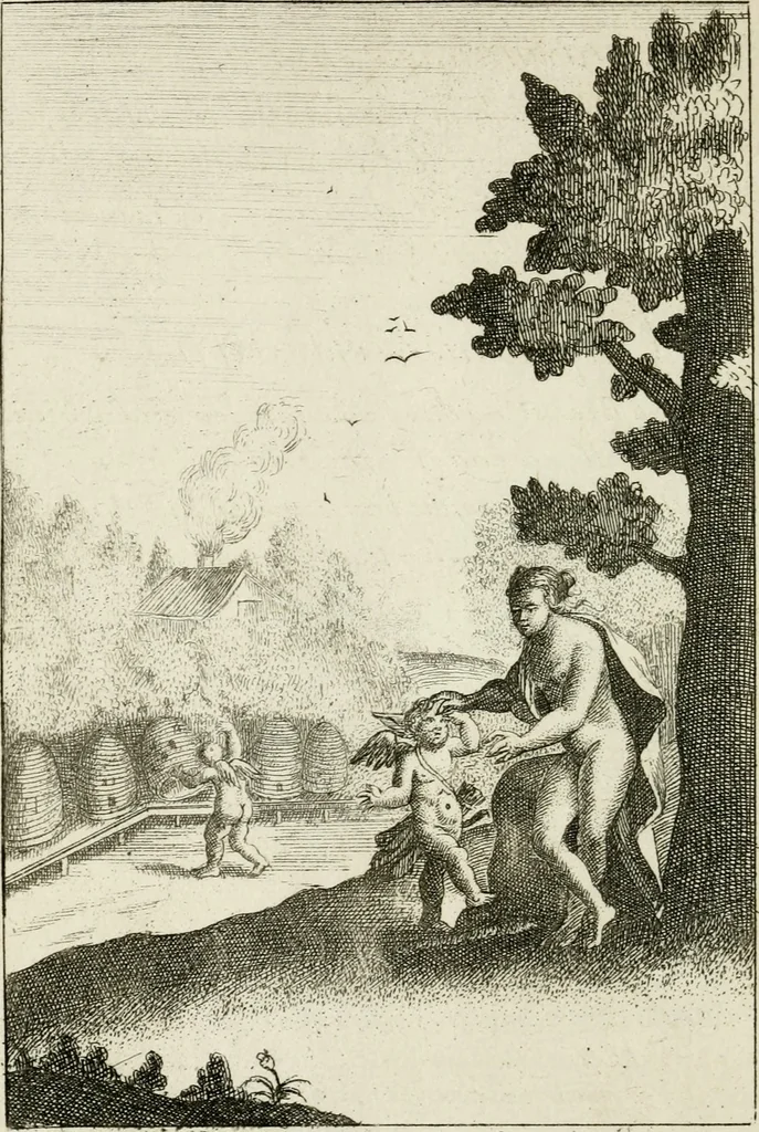 An illustration from Emblemata amatoria = Emblems of love = Embleme d'amore = Emblemes d'amour : in four languages, dedicated to the ladys, 1683, leaf 71